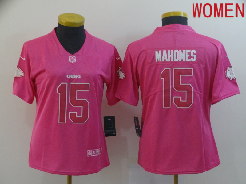 Women Kansas City Chiefs #15 Mahomes pink Nike Vapor Untouchable Limited NFL Jerseys->women nfl jersey->Women Jersey